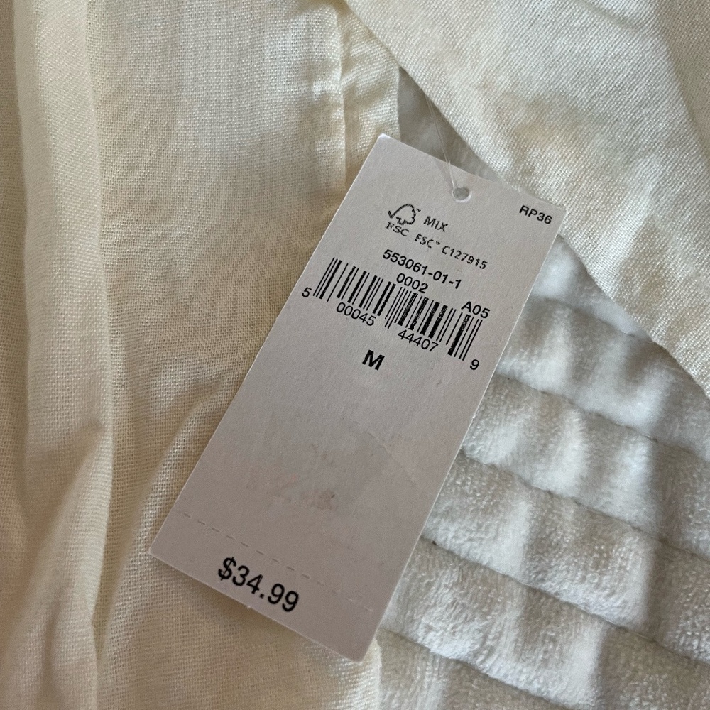 WOMENS OLD NAVY LINEN LOOK ECRU/CREAM COLORED BUTTON BLOUSE SIZE MED NWT - Picture 5 of 10